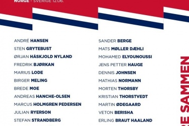 欧国联赛挪威大名单公布：哈兰德、厄德高、海于格入选