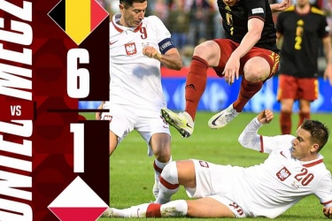 比利时6-1大胜波兰，莱万率先为波兰拿下1球，特罗萨德梅开二度