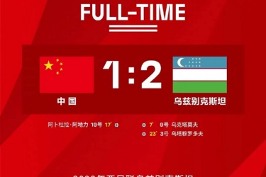 u20亚洲杯预选赛，中国国青1-2不敌十人乌兹别克斯坦国青