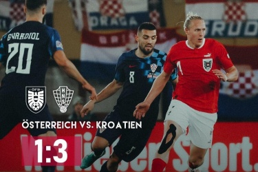 欧国联：奥地利1-3克罗地亚降入B级，莫德里奇破门、利瓦亚头球、洛夫伦鱼跃冲顶